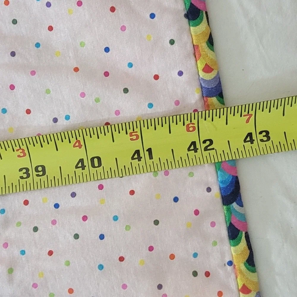 NeedleChasers Chevy Chase Handcrafted 39x42 Patchwork Quilt Rainbow Girl Cotton